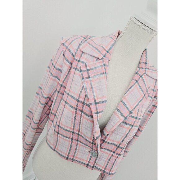 Cabi Playdate Pink Purple Plaid Crop Jacket Wide Leg Pants Outfit Set Size M - Picture 8 of 14